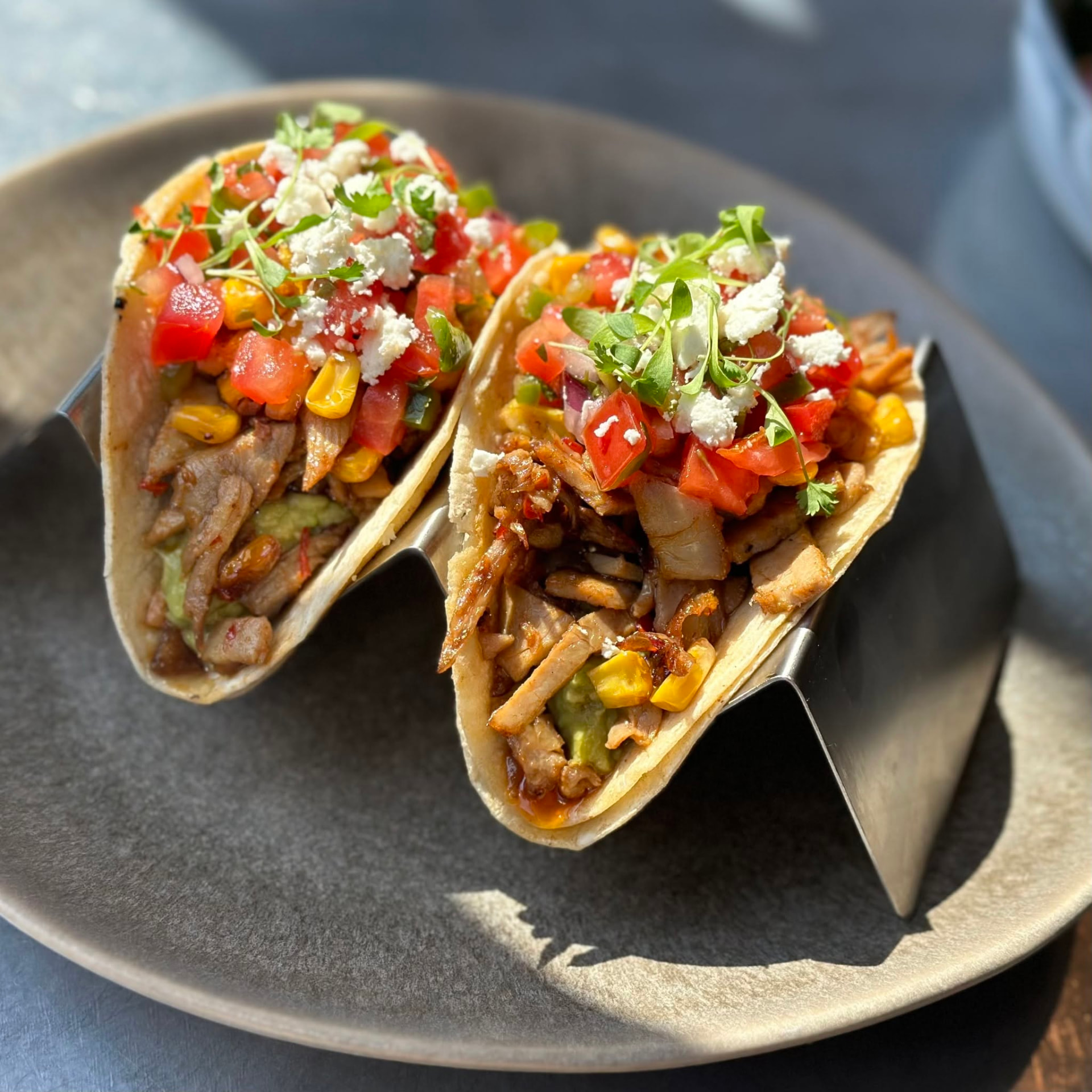 Breakfast tacos with salsa and queso fresco at Hash House Lambertville